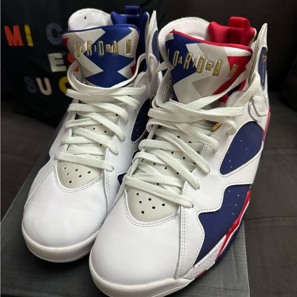 Jordan 7 Olympics 2016 Sz 13 Wht/Blue/Red - Picture 2 of 5